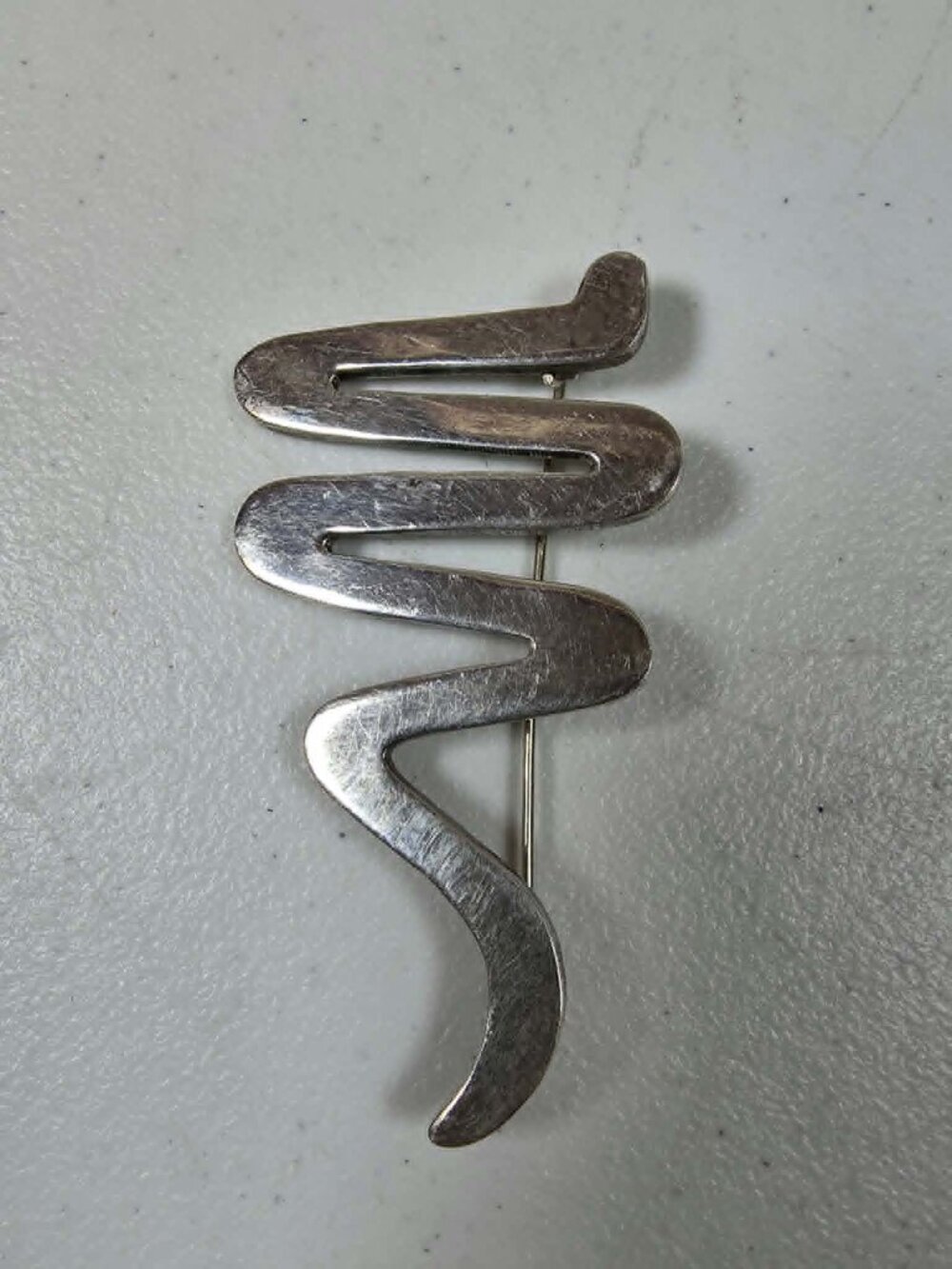 STERLING SILVER 925 ZIG ZAG SQUIGGLE PIN BROOCH MEXICO VTG